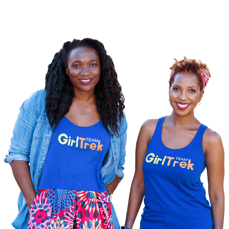 GirlTREK founders Morgan and Vanessa wearing GirlTREK shirts